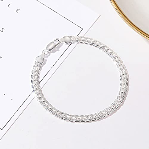 Gold Figaro Chain Bracelet Dainty Curb Cuban Link Chain Bracelet Simple Thin Chain Wrist Bracelet with Lobster Lock Clasp Minimalist Bracelet Jewelry Gifts for Women and Men - color: Silver