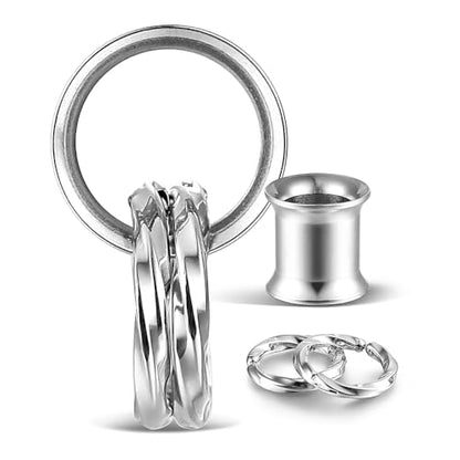 1 Pair Basic gauges+2 twisty rings Ear Tunnels Plugs 316 Stainless Steel Ear Gauges Weight Saddle Plugs Hypoallergenic expander Piercing Body Jewelry 00g 0g-1'' - color: Twisty-Silver, size: 22 mm