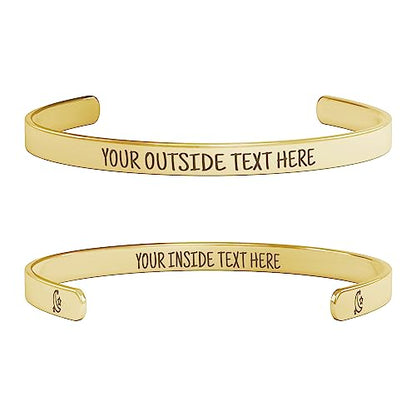 Custom Cuff Bracelets - Double Side Engraved - Personalized Gifts for Women - color: Gold