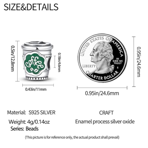 HappyStar 925 Sterling Silver Animal Dogs Charms Pendants fit Pandora Bracelets Necklaces Flowers Sports Travel Charms for Bracelets Women Jrwelry Gifts(with one Spacer Bead Charms) - style: Coffee Cup Beads
