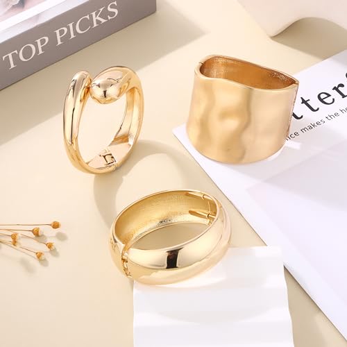 1-3PCS Chunky Irregular Cuff Bracelets for Women | Wide Bangle Bracelet,Trendy Chunky Bangle Bracelets,Irregular Statement Wrist Cuff Wrap Bracelet