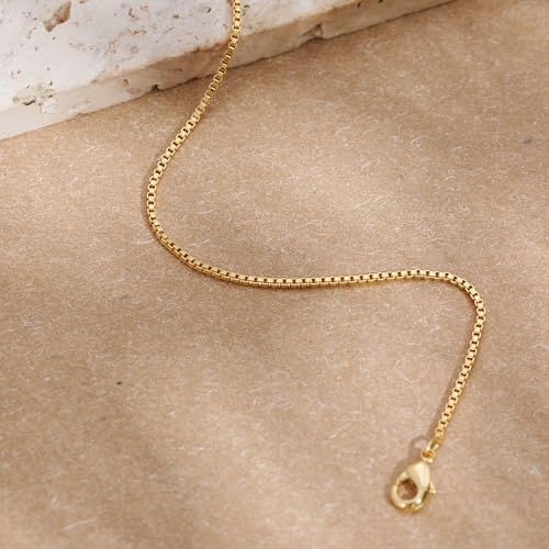 SLOONG 14K Gold Plated Pearl Bracelets for Women Trendy | Dainty Stackable Layered Chain Bridesmaid Bracelets, Waterproof Wedding Jewelry for Women Adjustable 6"+2" - color: Style8(Box Chain)