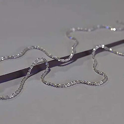 Ladytree S925 Sterling Silver Dainty Simple Choker Necklace,Rolo Chain,Adjustable 13 inches to 16 inches - style: 11_Gypsophila Chain Choker
