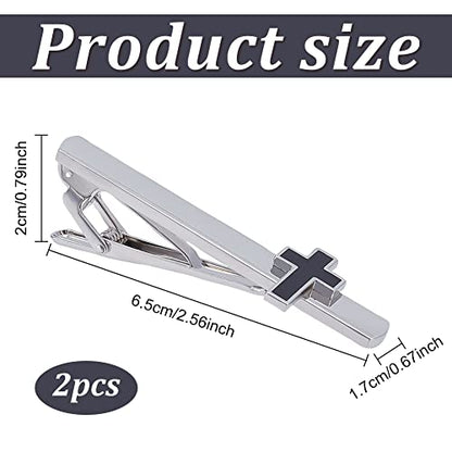 WEBEEDY 2PCS Tie Clip for Men Cross Tie Bars Mens Ties Clips Pin Set Suitable for Business Anniversary Parties Meeting Wedding Gift