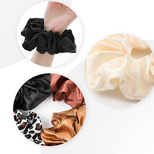 Scrunchies Hair Ties Elastics Bands Ponytail Holder Pack of Neutral Scrubchy Hair Accessories Women Girls (Big, 4 Color Mixed3) - color: Colorful