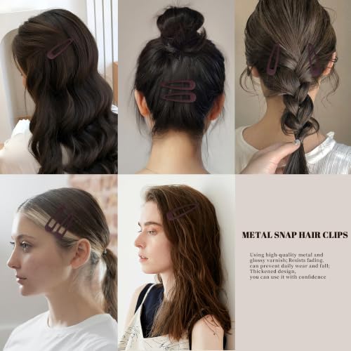 Small Hair Barrettes For Women No Slip Metal Snap Clips For Thin And Fine Hair,Matte Dark Red,20 PCS,1.97 x 0.5 Inch. - color: Matte Dark Red