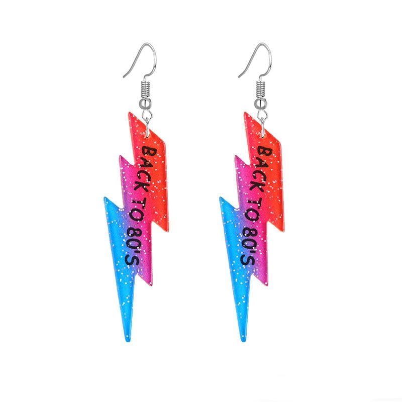 ONLYJUMP Acrylic Exaggerated Lightning Earrings Statement Punk Retro Geometric Delicate Neon Personalized Earrings Accessory Jewelry for Women - color: Red sd