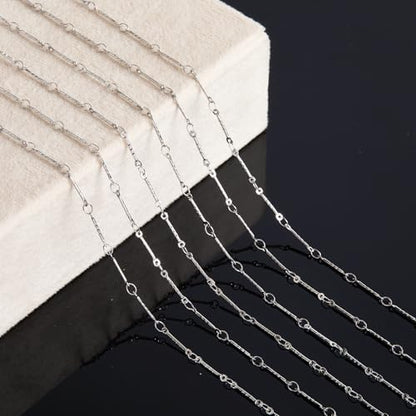 KYUNHOO 16.4FT/5M Silver Chain for Jewelry Making Texture Bar Link Chain | Stainless Steel Jewelry Chains 12MM Long Stick Chains with Clasps for Crafting - color: Stick Silver