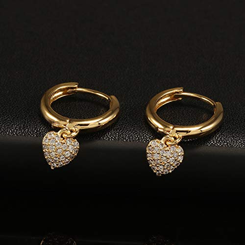 XYJZXY Gold Huggie Small Hoop Earrings with Charm Personalized Snake/Evil Eye/Star/Cross/Lock/Key 18k Gold Plated Crystal Drop Dangle Earrings for Women - style: Heart