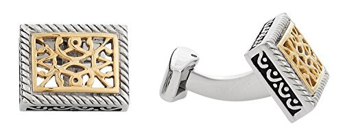 Cuff-Daddy Ornate Two-Tone Stainless Steel Cufflinks with Presentation Box