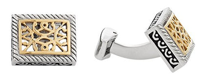 Cuff-Daddy Ornate Two-Tone Stainless Steel Cufflinks with Presentation Box
