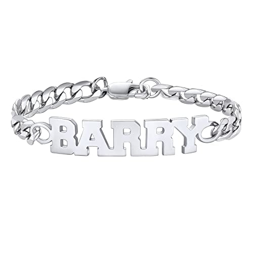PROSTEEL Bracelets for Men, Figaro/Cuban Mens Bracelet, Silver/Gold/Black | 6/9/13mm Width, 7.5/8.3/9" Length, Stainless Steel Mens Bracelet, Durable & Non Tarnish, Chunky Jewelry with Gift Box - style: H 6mm-Cuban-Silver-Custom