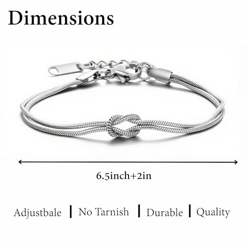 Matching Couple Bracelets – Infinity Promise Love Knot BFF Bracelets for Women & Men, Hypoallergenic Non-Tarnish Friendship Jewelry, Bestie Gifts, Forever Relationship Jewelry for Her/Him - color: Silver