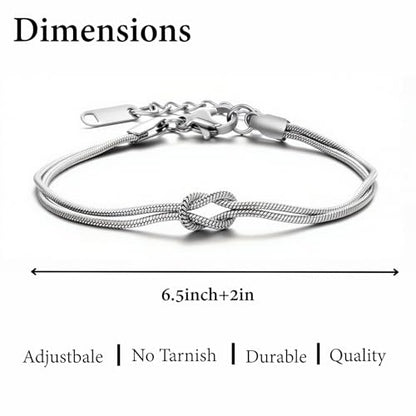 Matching Couple Bracelets – Infinity Promise Love Knot BFF Bracelets for Women & Men, Hypoallergenic Non-Tarnish Friendship Jewelry, Bestie Gifts, Forever Relationship Jewelry for Her/Him - color: Silver