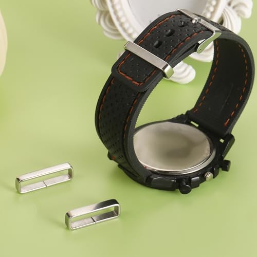 HARFINGTON Metal Watch Band Loops Replacement Watch Strap Holder Retainer Stainless Steel Wristwatch Strap - size: 22mm