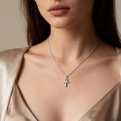 Baydurcan Dainty Silver Necklace for Women Ankh Horse Celtic Necklace Gifts | Dainty charm gifts for friends sister mother, birthday, christmas, graduation gifts. Ready to give with card & envelope. - style: Ankh