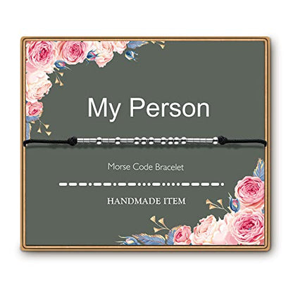 ASELFAD Morse Code Bracelets for Women, Funny Best Friend Birthday Gifts for Women Friendship Bracelets, Inspirational Jewelry, Teen Girl Gifts Trendy Stuff - style: My Person