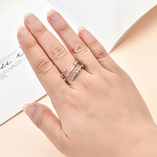 Morse Code Rings for Women, Stainless Steel Spinner Ring Fidget Rings for Anxiety Ring Morse Code Rings Inspirational Gifts Jewelry Women Birthday Graduation Gifts for Best Friends - style: 1 F**k Off