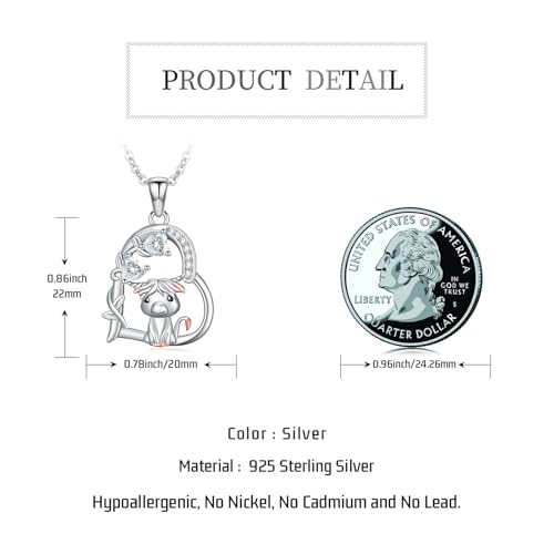 Heart Animal Necklace 925 Sterling Silver Cute Animal Pendant Jewelry Birthday Gifts for Women Girlfriend Mom Animal Lovers - style: 3-1 Highland Cow
