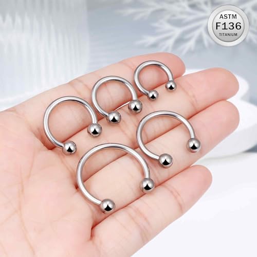 Ruifan 20G 18G 16G 14G 12G Horseshoe Nose Ring Titanium Septum Rings Piercing Jewelry Cartilage Conch Helix Rook Lip Tragus Earring Hoop Eyebrow Retainer For Women Men 6mm 8mm 10mm 12mm 14mm 16mm 19mm - size: Ball: 12G - 10MM
