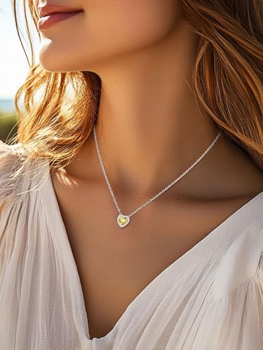 FindChic Birthstone Necklace For Women 12 Months Pendant Necklace | Waterproof Gold/Silver Chain Dainty Gemstone Jewlery for Wife Besties Girlfriend with Gift Box - color: Silver