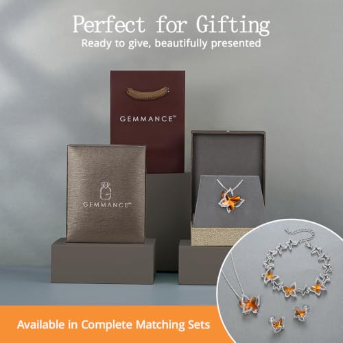 Butterfly Necklace, Birthstone Crystal, for Women, Silver Tone Pendant Jewelry, Anniversary Birthday Gift for Her, Wife & Mom, 18"+2" - color: 11a-November Birthstone - Amber Brown Crystal