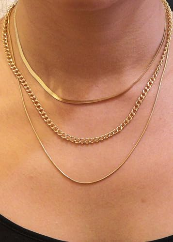 11pcs Gold Necklace Set For Women Layered Necklaces Herringbone Necklace Chunky Gold Necklace Pack