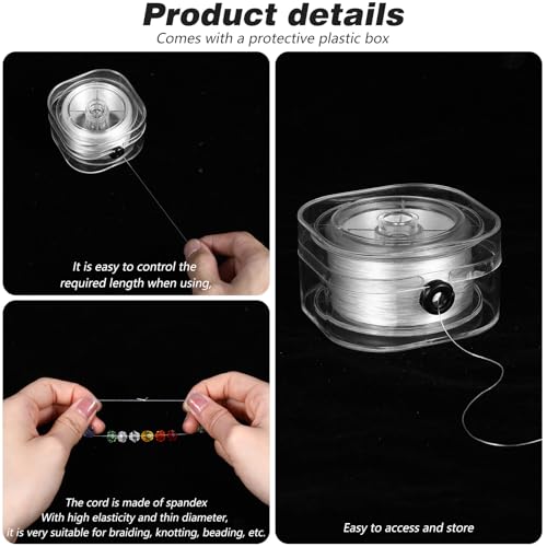 1 Rolls 0.2mm Elastic String for Bracelets 240 Yards Flat Stretchy Bracelet String with Organizing Case Round Stretchy Bracelet Strings for DIY Friendship Bracelets Jewelry Making, White
