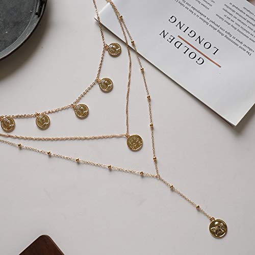 FOTN Chunky Gold Layered Necklaces for Women, 14K Dainty Layering Necklaces Fashion Jewelry