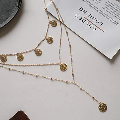FOTN Chunky Gold Layered Necklaces for Women, 14K Dainty Layering Necklaces Fashion Jewelry