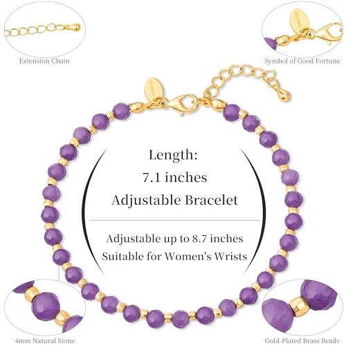 Inspirational Gifts Healing Natural Stone Bracelets for Women Anxiety Stress Relief Bracelet Handmade Jewelry for Friends Sister, Christmas Stocking Stuffers Thanksgiving Basket - color: Purple-Mystery