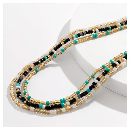 3Pcs/Set Boho Elastic Beads Waist Chains Jewelry Summer Beach Seed Beaded Belly Chain Jewelry Bikini Sexy Bead Waist Body Jewelry for Women - color: Blue