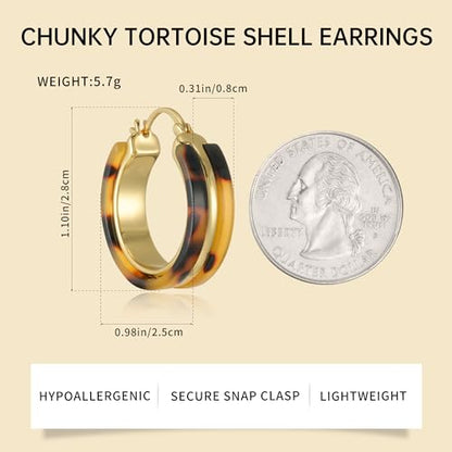 Dr's gift Chunky Leopard Print Earrings for Women 14K Gold Plated Statement Huggie Hoop Earrings Brown Acrylic Tortoise Resin Cheetah Trendy Jewelry - color: Leopard 2