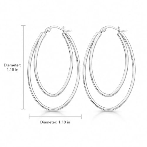 Double Hoop Earrings for Women Double Oval Gold and Silver Tone Statement Hoops for Party Vacation Outfits Birthday Gift - color: A1:silver