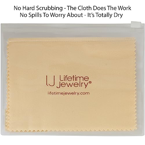 LIFETIME JEWELRY Polishing Cloth New and Improved Professional Cleaner for Gold or Rhodium Plated Jewelry Comes in Plastic Storage Pouch 5 x 6 Inches