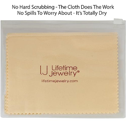 LIFETIME JEWELRY Polishing Cloth New and Improved Professional Cleaner for Gold or Rhodium Plated Jewelry Comes in Plastic Storage Pouch 5 x 6 Inches