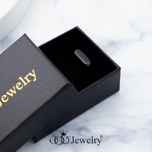 555Jewelry Stainless Steel Solid Plain High Polish Round Signet Ring for Men - color: Oval Black