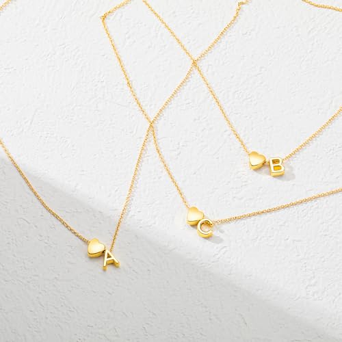 Gold Initial Necklace for Women,Letter A-Z Heart Necklace | 14k Gold Plated Necklaces Personalized Pendant Necklace Tiny Choker Chain Necklaces Birthday Gifts for Women Jewelry - color: Gold-V