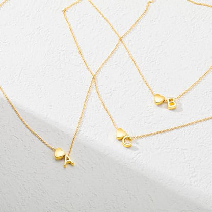 Gold Initial Necklace for Women,Letter A-Z Heart Necklace | 14k Gold Plated Necklaces Personalized Pendant Necklace Tiny Choker Chain Necklaces Birthday Gifts for Women Jewelry - color: Gold-V