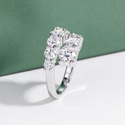 Moissanite Eternity Rings, S925 Sterling Silver Anniversary Band for Women - style: 4. 2 CT Open Ring