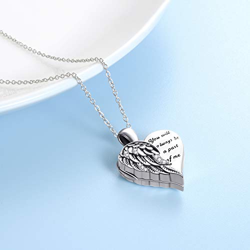 YFN Locket Necklace 925 Sterling Silver Heart Locket Necklace that Holds Pictures for Women Jewelry Gifts - style: Heart guardian angel