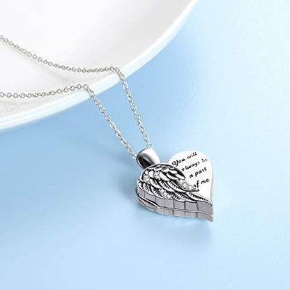 YFN Locket Necklace 925 Sterling Silver Heart Locket Necklace that Holds Pictures for Women Jewelry Gifts - style: Heart guardian angel