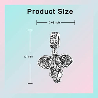 Family Love Mother Daughter Grandma Charm 925 Sterling Silver fits Bracelets Necklace Pendant Bead Charms Jewelry Gift for Women Family Friends - color: Elephant Charm