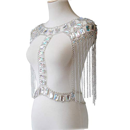 Women Sexy Jewelry Night Shop Costume Shoulder Body Chain - color: Silvery -Shoulder body chain