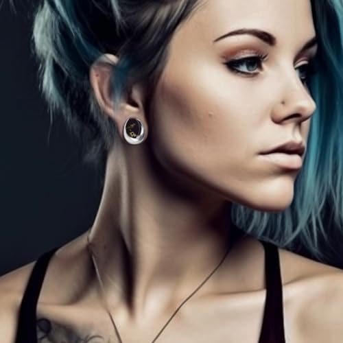 ERKUOO 2PCS 0g 00g-1" Gothic Golden Raven Skull Saddle Ear Gauge Spider Web Double Flared Plug Tunnels Expander Piercing Jewelry For Women Men 8mm-25mm - color: #3 Silver, size: 9/16"=14mm