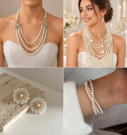 7500PCS Pearl Beads for Jewelry Making 4mm Small Seed Beads Bulk | Round Faux Pearls Beads with Holes for Bracelet Necklace Earrings Crafting - color: ivory(4mm)