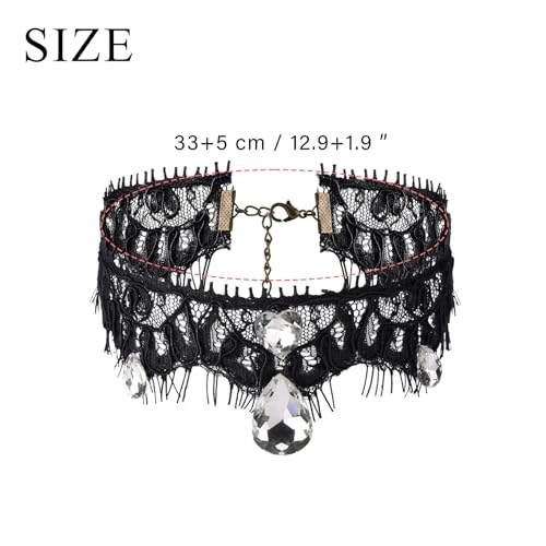 MILAKOO Lace Tattoo Choker for Women Elegant Goth & Elegant Necklace Collarbone Pearl Pendant Collar - color: Black A