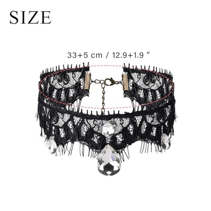 MILAKOO Lace Tattoo Choker for Women Elegant Goth & Elegant Necklace Collarbone Pearl Pendant Collar - color: Black A