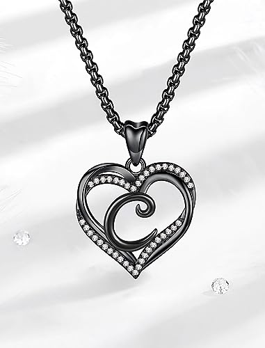 INFUSEU Unique Initial Necklaces for Women Girls Small Heart Letter Jewelry, Meaningful Personalized Gifts - style: C