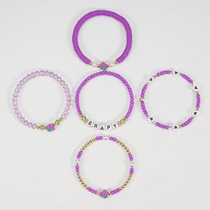 Twinfree Bohemian Cute Fruit Banana Cherry Strawberry Pineapple Mango Polymer Clay Beaded Stackable Stretch Bracelets - color: color 25
